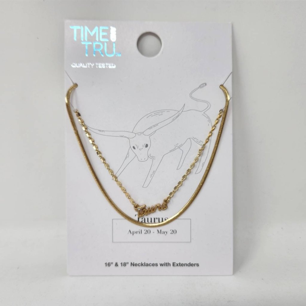 Time And Tru Taurus Zodiac Necklace Set Gold Tone 16 18 With Extenders 6$